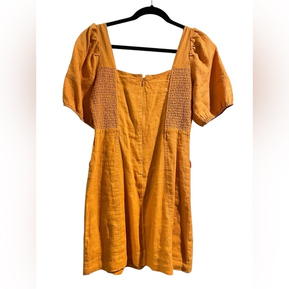 Madewell Maisie Mini Linen Dress Ochre Fresco Orange NWT Size 0 - Picture 6 of 8